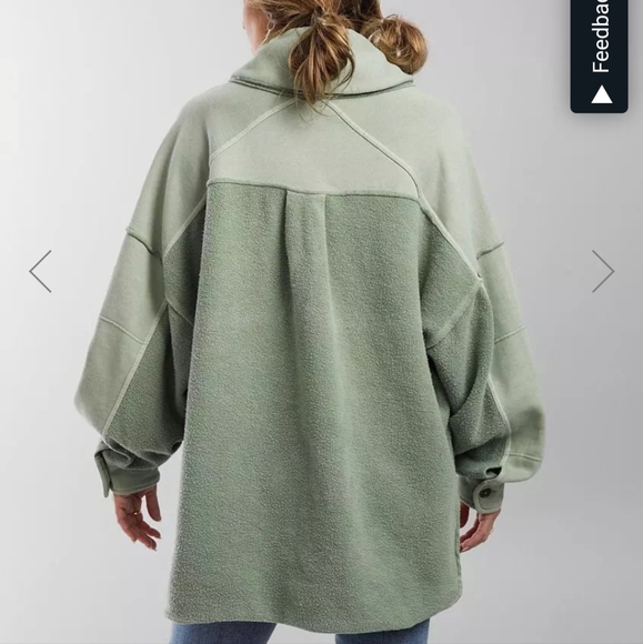 FREE PEOPLE Womens Sz small oversized shacket with pockets. Bleached Military. - Picture 4 of 7